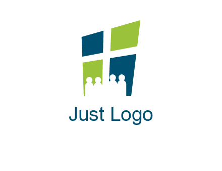 abstract people in front of window logo