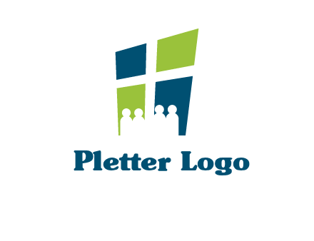 abstract people in front of window logo