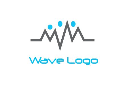waves with circle forming abstract people logo