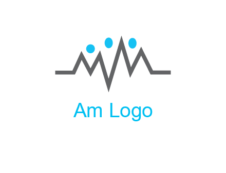 waves with circle forming abstract people logo