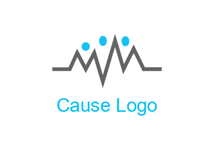 waves with circle forming abstract people logo
