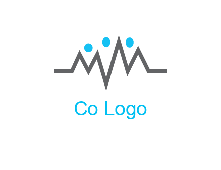waves with circle forming abstract people logo