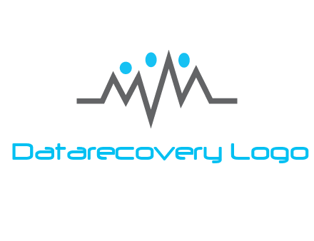 waves with circle forming abstract people logo