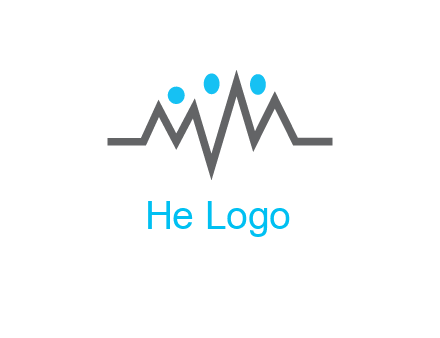 waves with circle forming abstract people logo