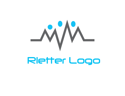 waves with circle forming abstract people logo