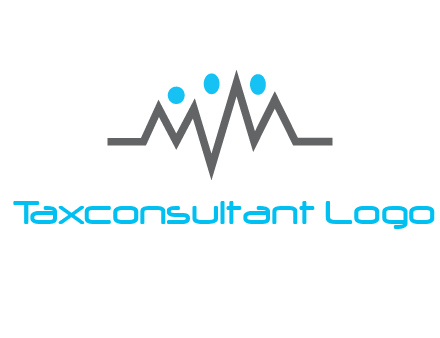 waves with circle forming abstract people logo