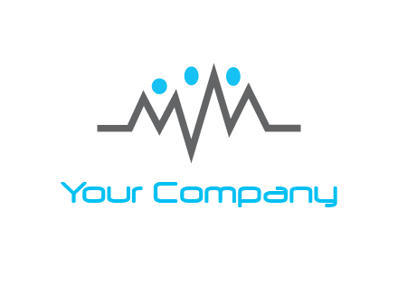 waves with circle forming abstract people logo