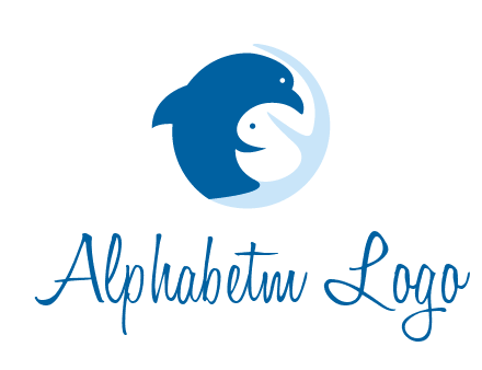 circle dolphin hugging fish and starfish logo