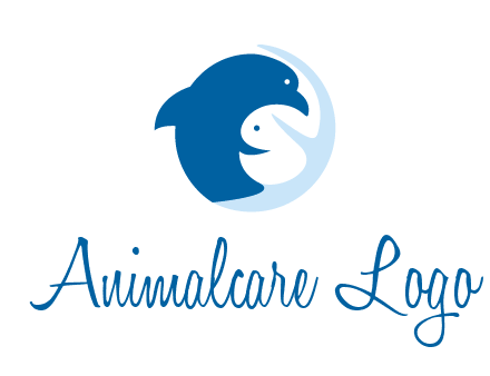 circle dolphin hugging fish and starfish logo