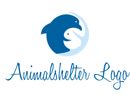 circle dolphin hugging fish and starfish logo