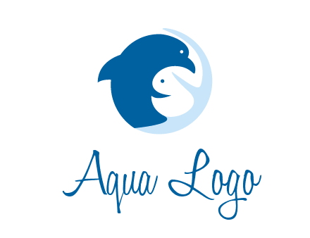 circle dolphin hugging fish and starfish logo