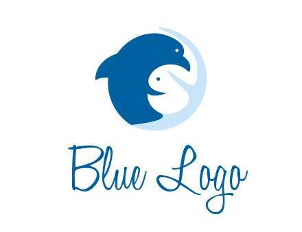circle dolphin hugging fish and starfish logo