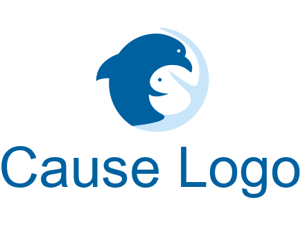 circle dolphin hugging fish and starfish logo