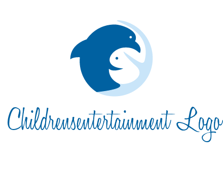 circle dolphin hugging fish and starfish logo