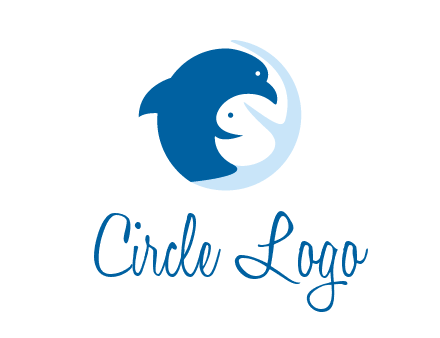 circle dolphin hugging fish and starfish logo