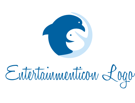circle dolphin hugging fish and starfish logo
