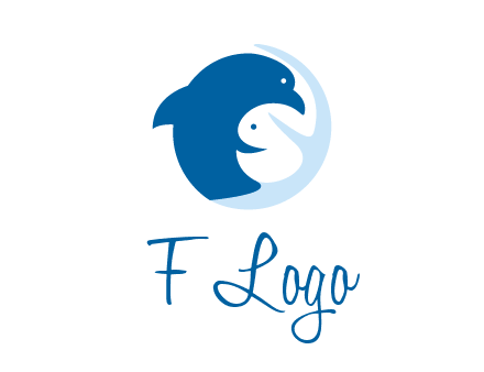 circle dolphin hugging fish and starfish logo
