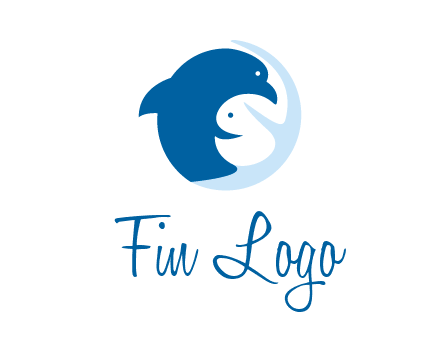 circle dolphin hugging fish and starfish logo