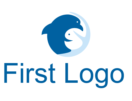 circle dolphin hugging fish and starfish logo