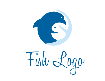 circle dolphin hugging fish and starfish logo