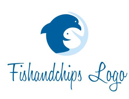 circle dolphin hugging fish and starfish logo