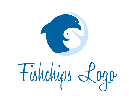 circle dolphin hugging fish and starfish logo