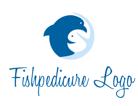 circle dolphin hugging fish and starfish logo