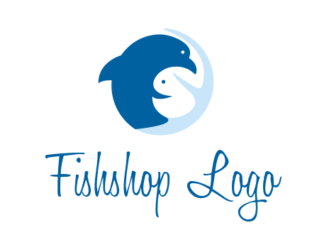circle dolphin hugging fish and starfish logo
