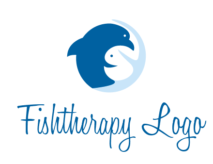 circle dolphin hugging fish and starfish logo