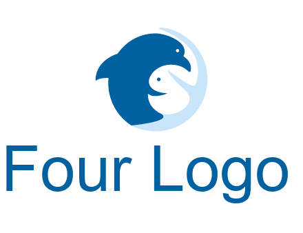 circle dolphin hugging fish and starfish logo