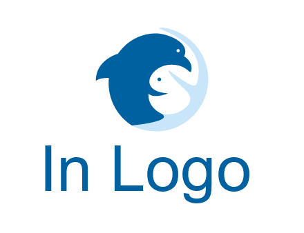 circle dolphin hugging fish and starfish logo