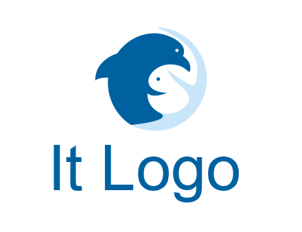 circle dolphin hugging fish and starfish logo
