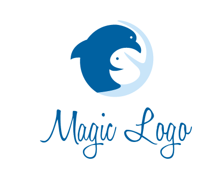 circle dolphin hugging fish and starfish logo