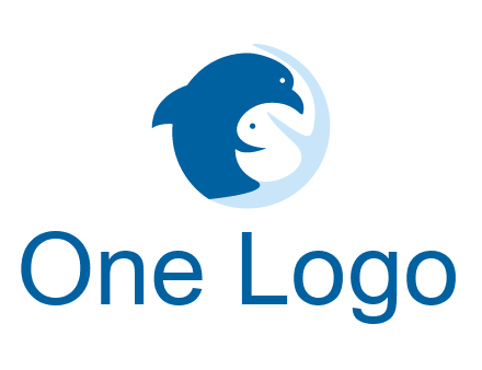 circle dolphin hugging fish and starfish logo