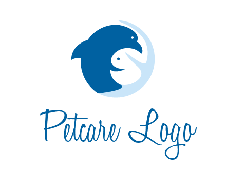 circle dolphin hugging fish and starfish logo