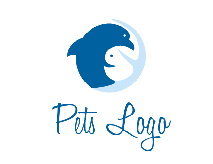 circle dolphin hugging fish and starfish logo