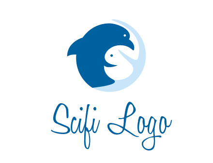 circle dolphin hugging fish and starfish logo