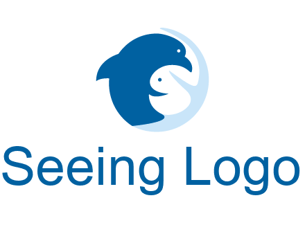 circle dolphin hugging fish and starfish logo