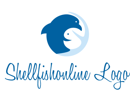 circle dolphin hugging fish and starfish logo