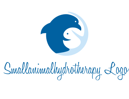 circle dolphin hugging fish and starfish logo