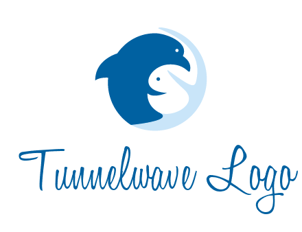 circle dolphin hugging fish and starfish logo