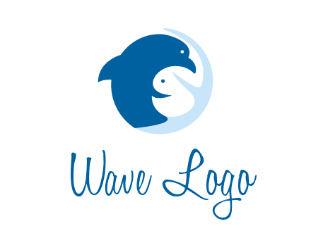 circle dolphin hugging fish and starfish logo