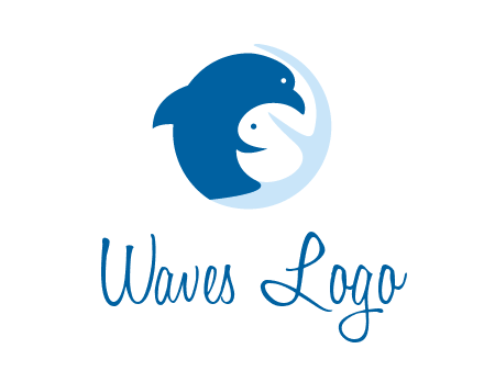 circle dolphin hugging fish and starfish logo