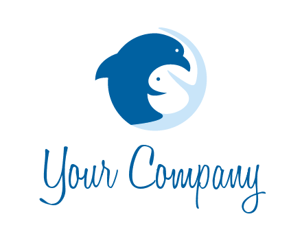 circle dolphin hugging fish and starfish logo