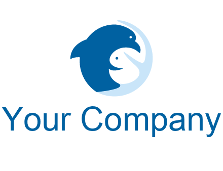 circle dolphin hugging fish and starfish logo