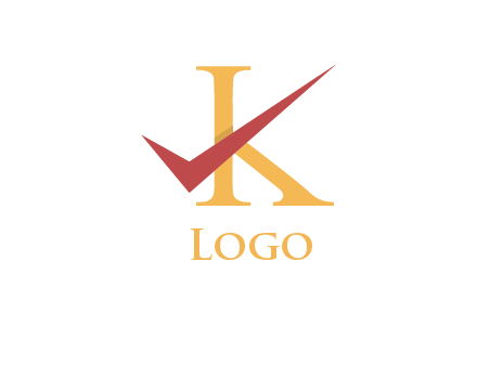 letter K incorporated with check mark logo