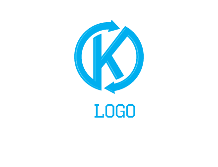 two rounded arrows creating letter K logo