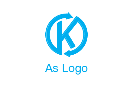 two rounded arrows creating letter K logo