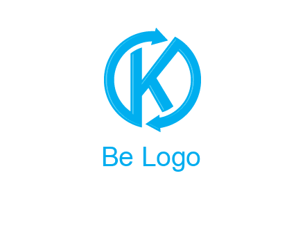 two rounded arrows creating letter K logo