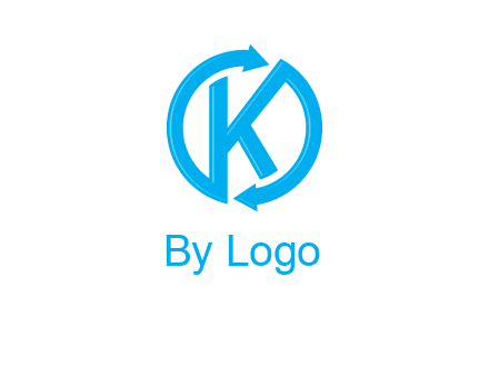 two rounded arrows creating letter K logo